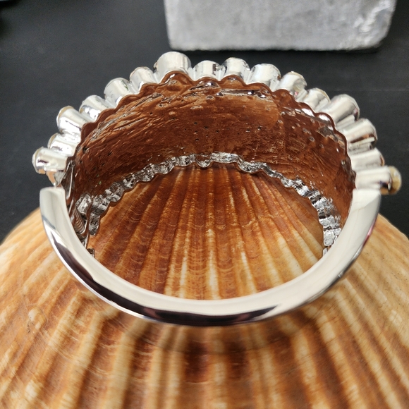 Statement Silver with Green Crystal Hinge Clamper Bracelet - Picture 6 of 9